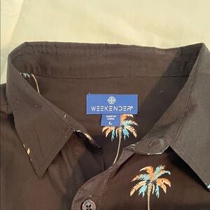 Weekenders Men's Tropical Palm Print Shirt